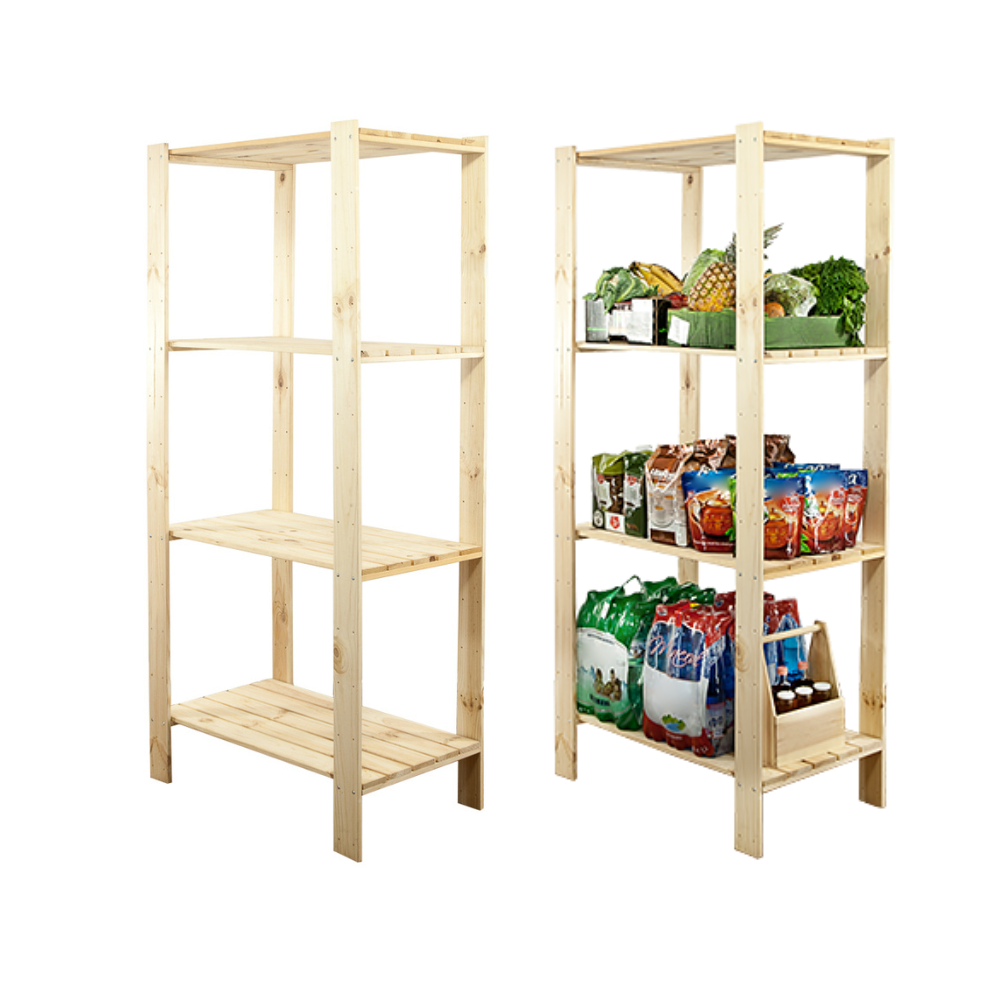 MAXI Surowy Regał Drewniany 166,4x80x50 cm 4 Półki pełne