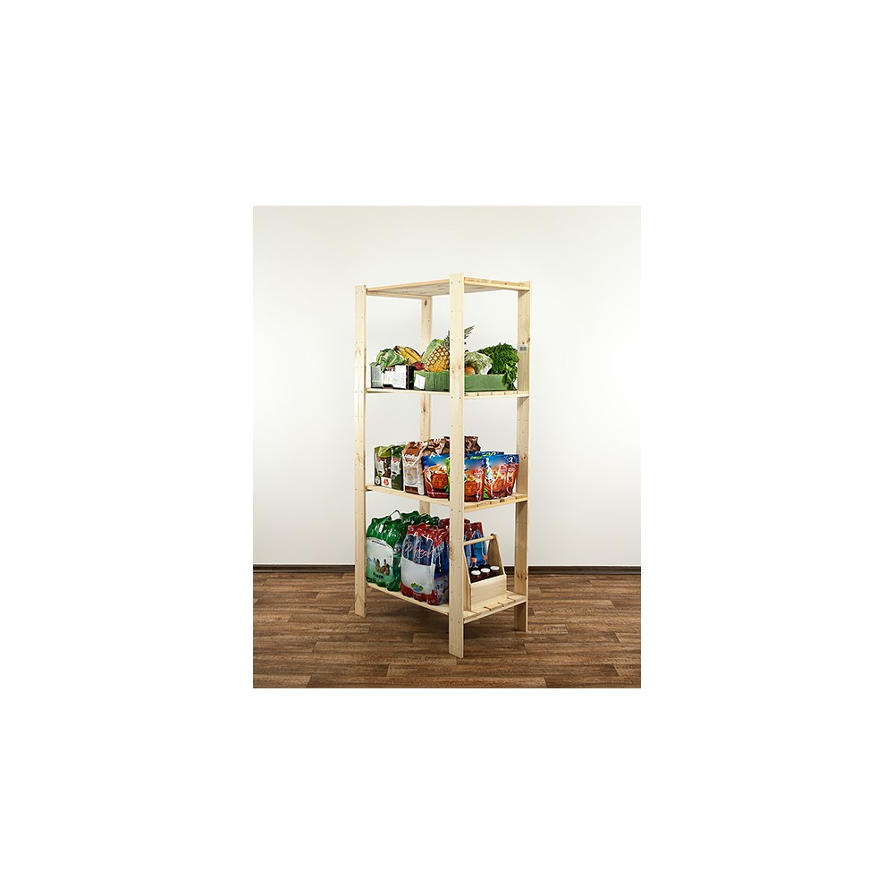 MAXI Surowy Regał Drewniany 166,4x80x50 cm 4 Półki pełne