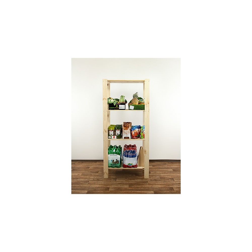 MAXI Surowy Regał Drewniany 166,4x80x50 cm 4 Półki pełne