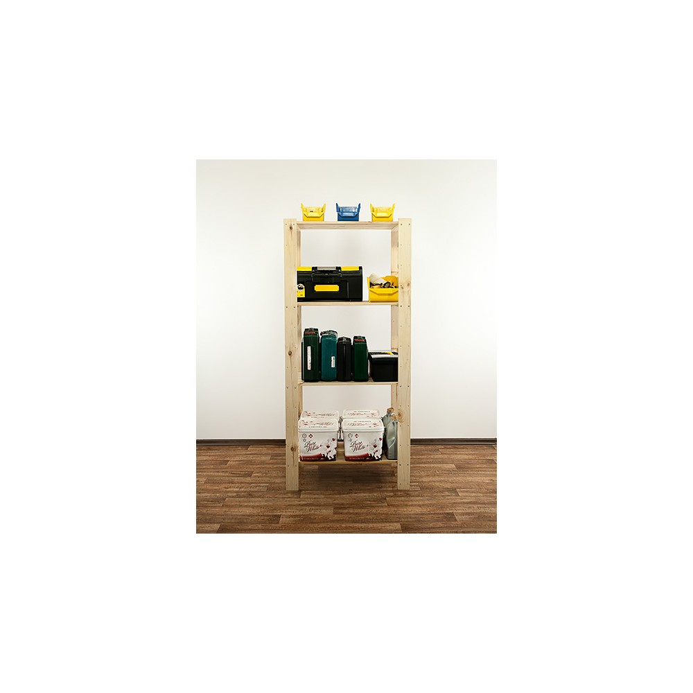 MAXI Surowy Regał Drewniany 166,4x80x50 cm 4 Półki pełne