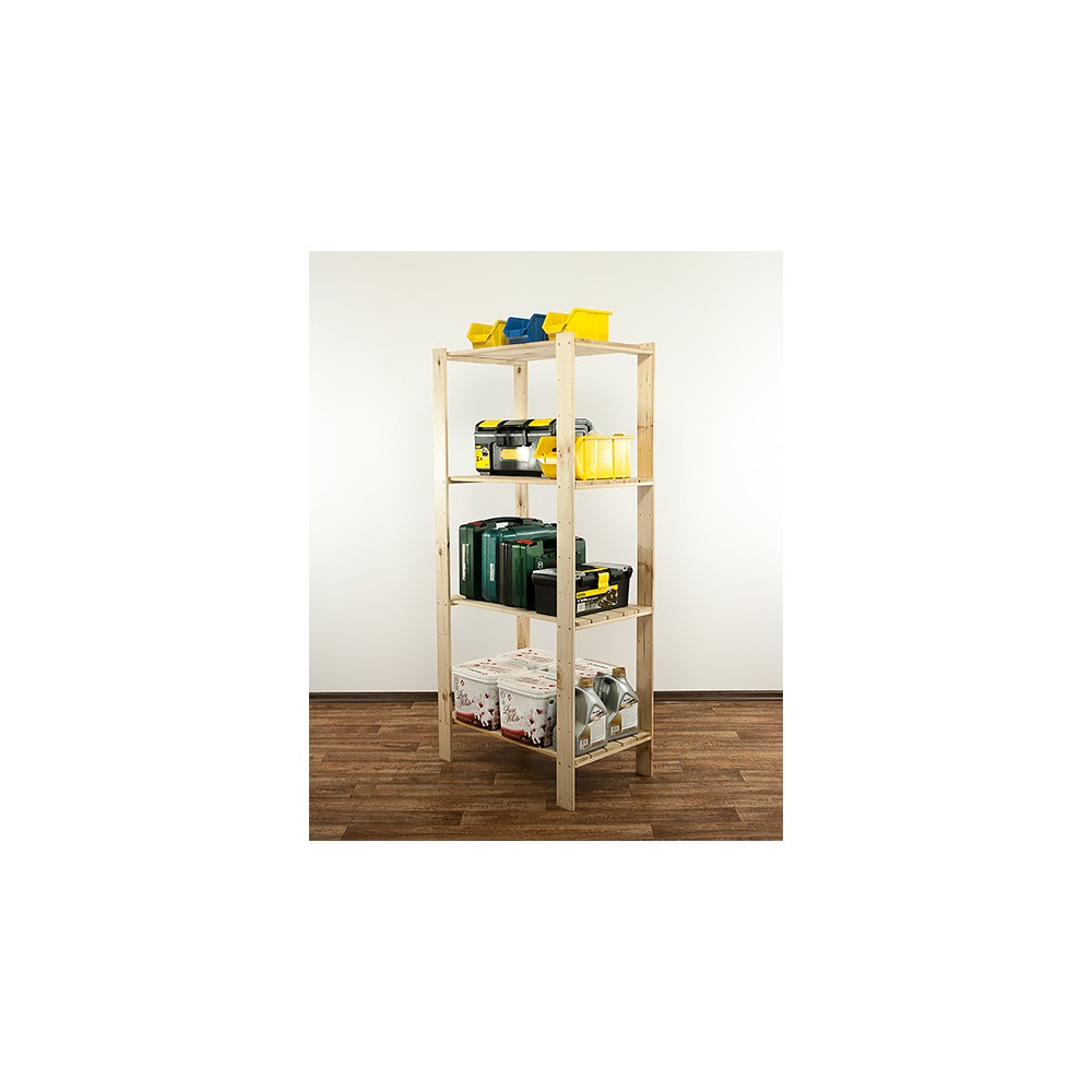 MAXI Surowy Regał Drewniany 166,4x80x50 cm 4 Półki pełne