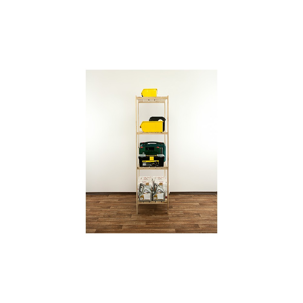 MAXI Surowy Regał Drewniany 166,4x80x50 cm 4 Półki pełne