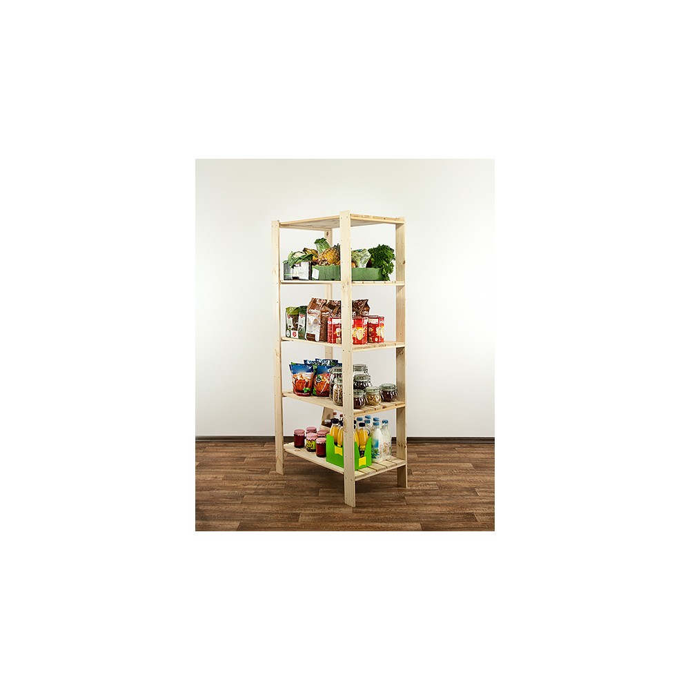 MAXI Surowy Regał Drewniany 166,4x80x50 cm 5 Półek pełnych