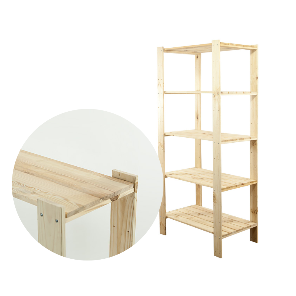 MAXI Surowy Regał Drewniany 166,4x80x50 cm 5 Półek pełnych