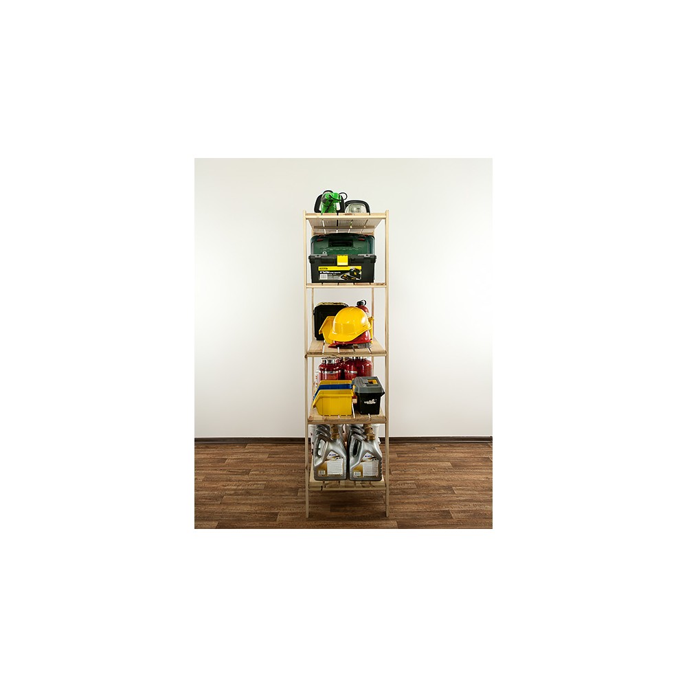 MAXI Surowy Regał Drewniany 166,4x120x50 cm 5 Półek ażurowych