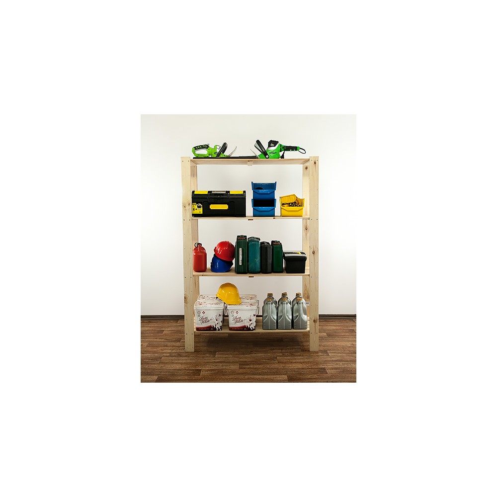 MAXI Surowy Regał Drewniany 166,4x120x50 cm 4 Półki pełne