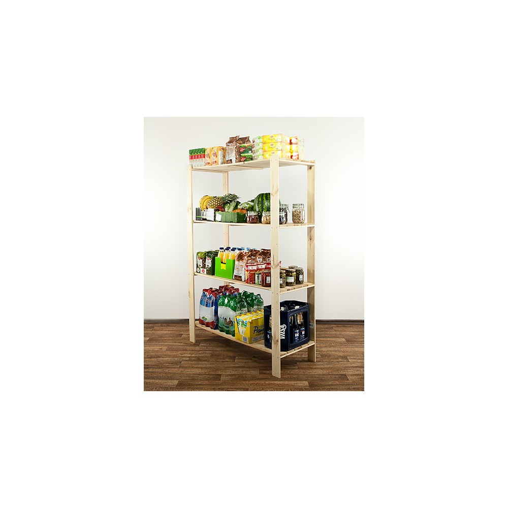 MAXI Surowy Regał Drewniany 166,4x120x50 cm 4 Półki pełne