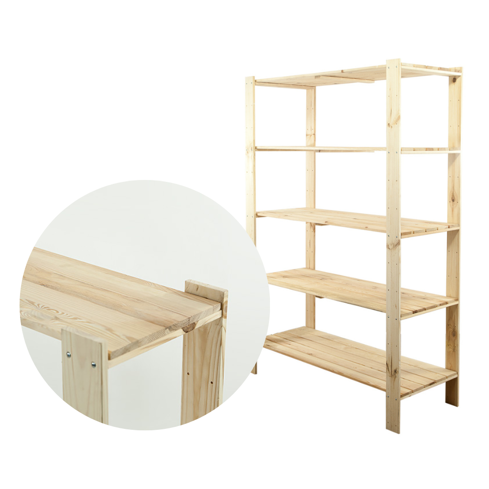 MAXI Surowy Regał Drewniany 166,4x120x50 cm 5 Półek pełnych