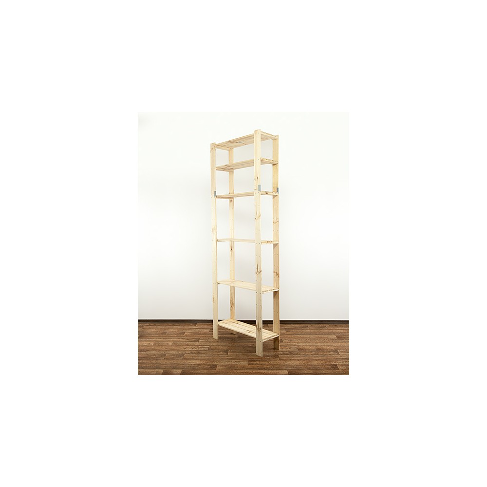 MAXI Surowy Regał Drewniany 230x80x30 cm 6 Półek ażurowych