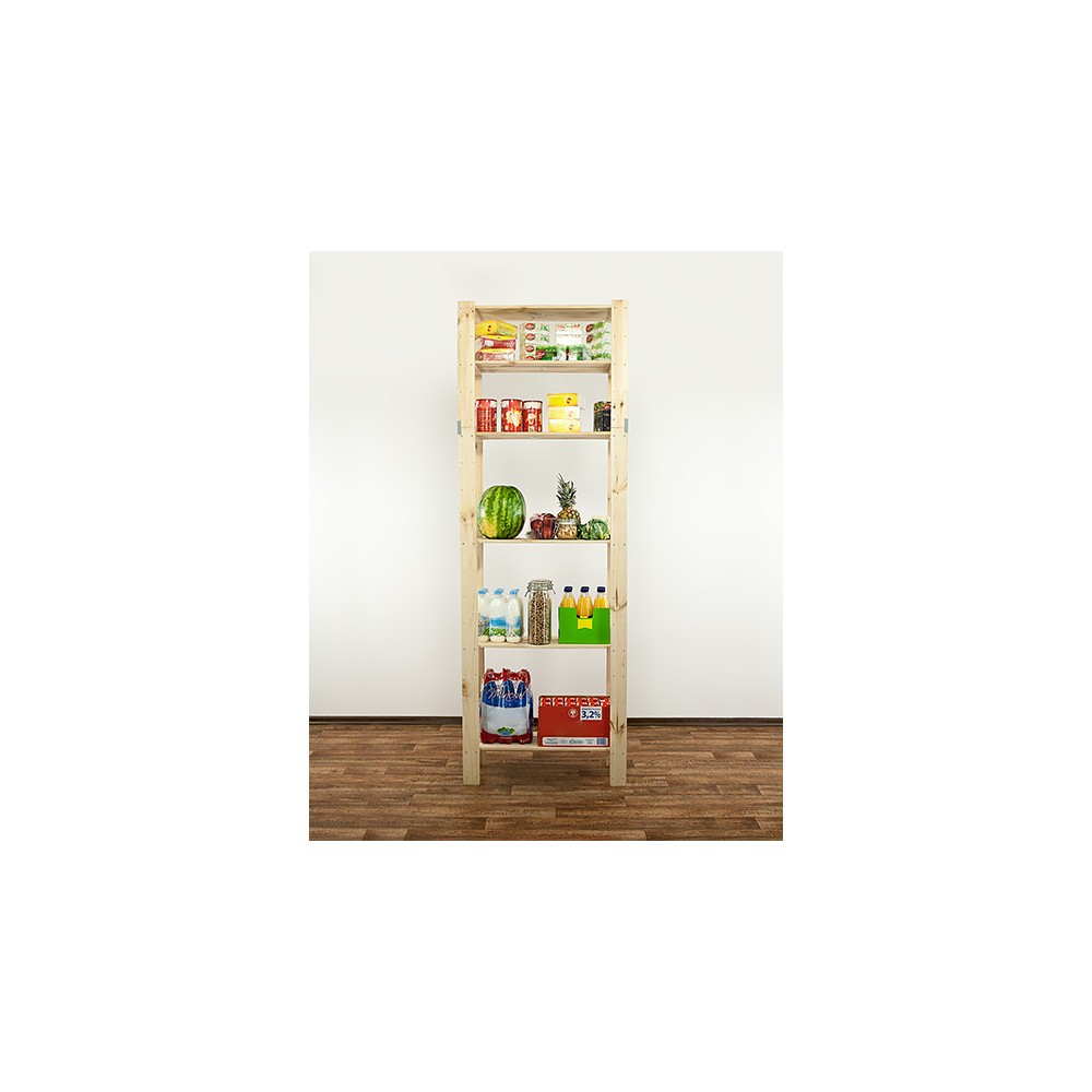 MAXI Surowy Regał Drewniany 230x80x30 cm 6 Półek ażurowych