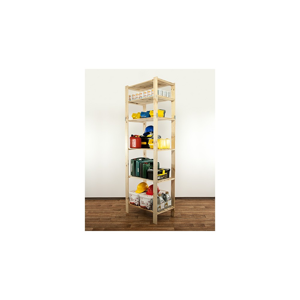 MAXI Surowy Regał Drewniany 230x80x50 cm 6 Półek pełnych