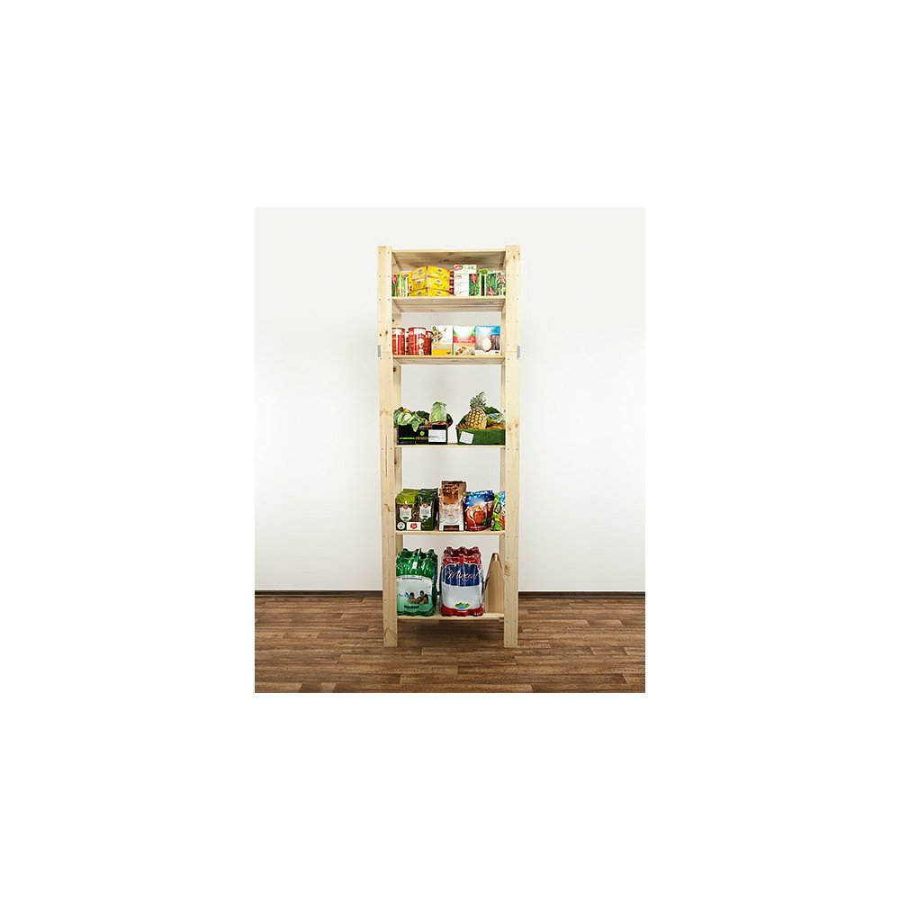 MAXI Surowy Regał Drewniany 230x80x50 cm 6 Półek pełnych