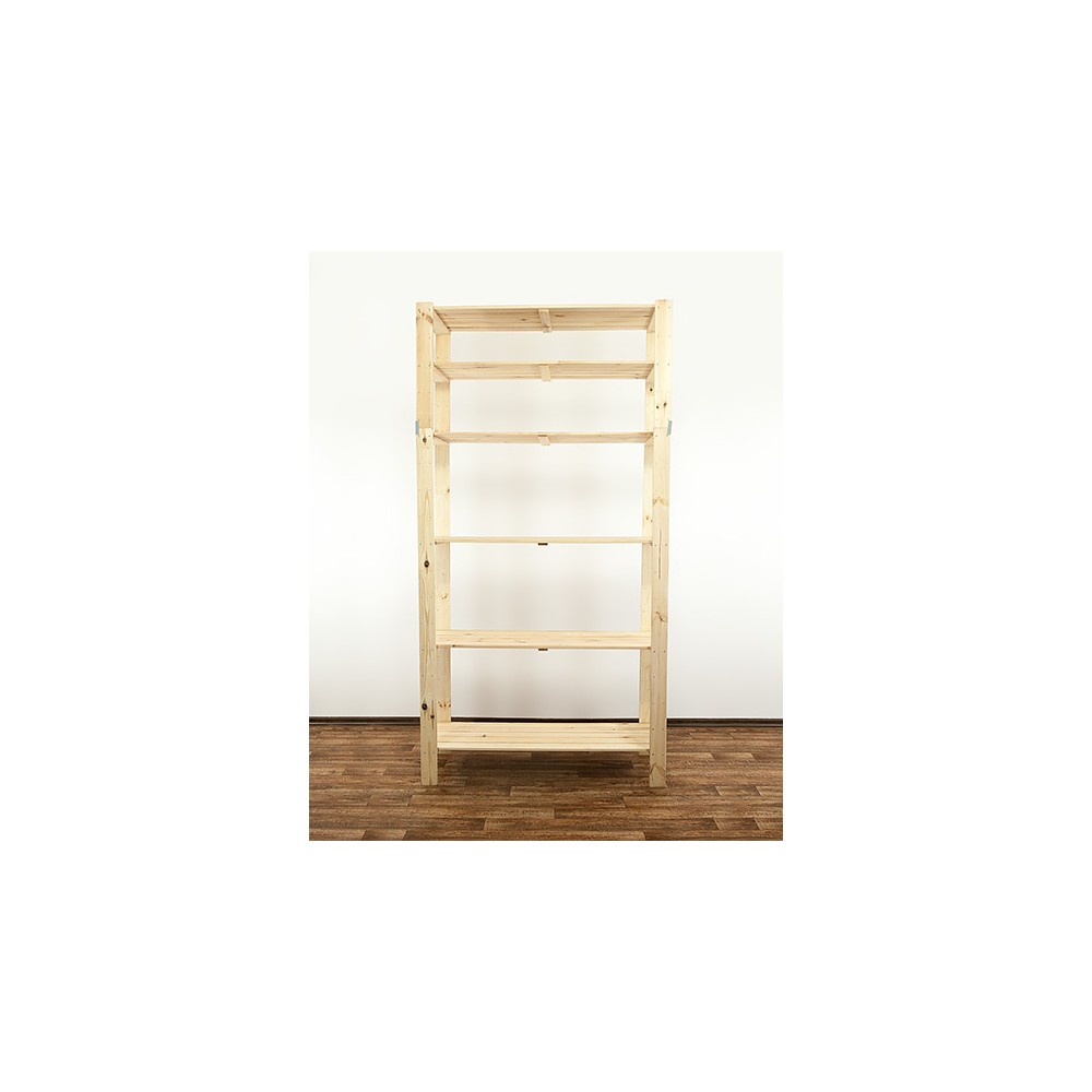 MAXI Surowy Regał Drewniany 230x120x50 cm 6 Półek pełnych