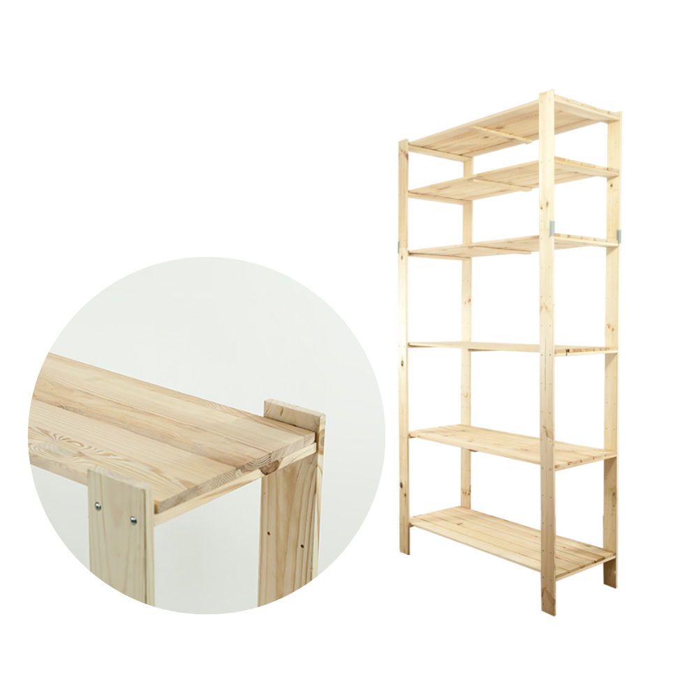 MAXI Surowy Regał Drewniany 230x120x50 cm 6 Półek pełnych