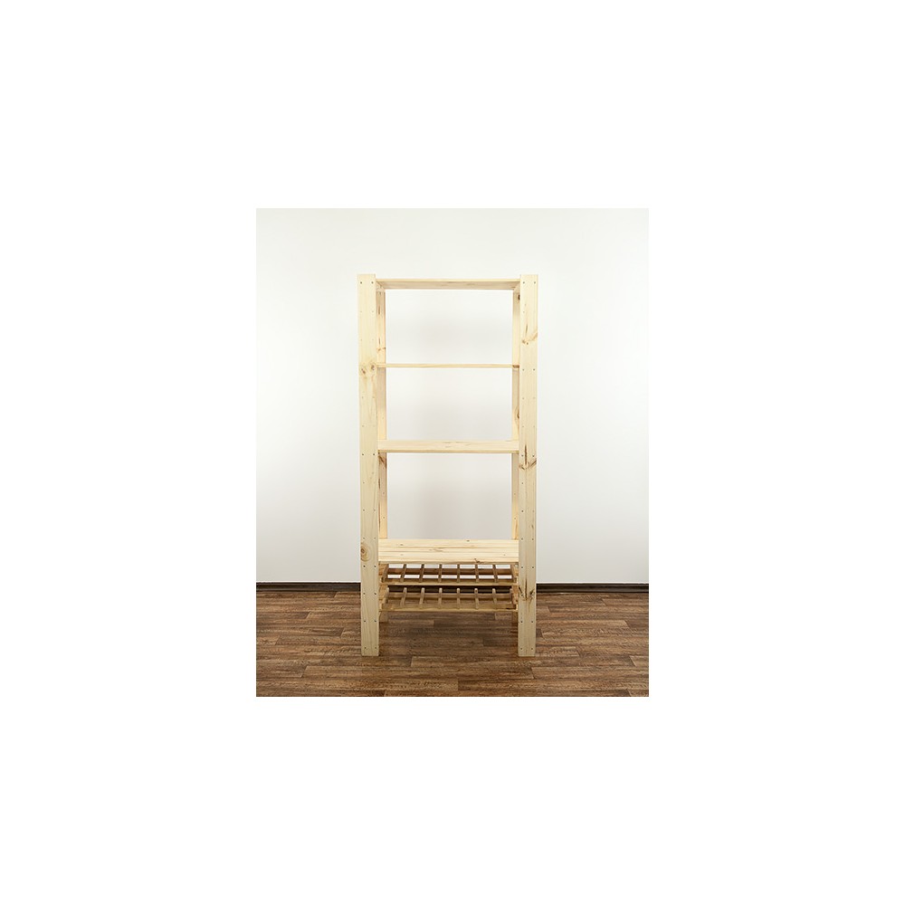 MAXI Surowy Regał Drewniany 166,4x80x50 cm 4 Półki pełne 2 Półki na butelki