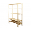 MAXI Surowy Regał Drewniany 166,4x120x50 cm 4 Półki pełne 2 Półki na butelki
