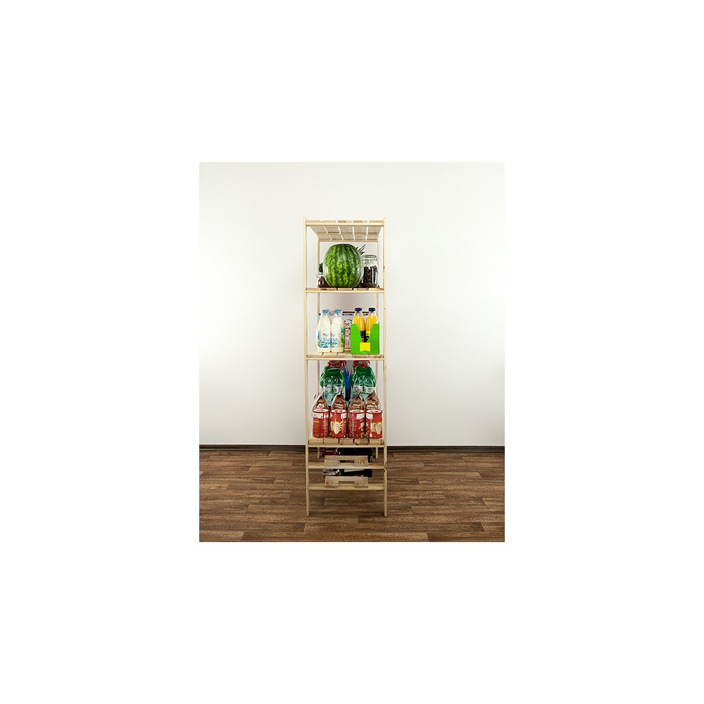 MAXI Surowy Regał Drewniany 166,4x120x50 cm 4 Półki pełne 2 Półki na butelki