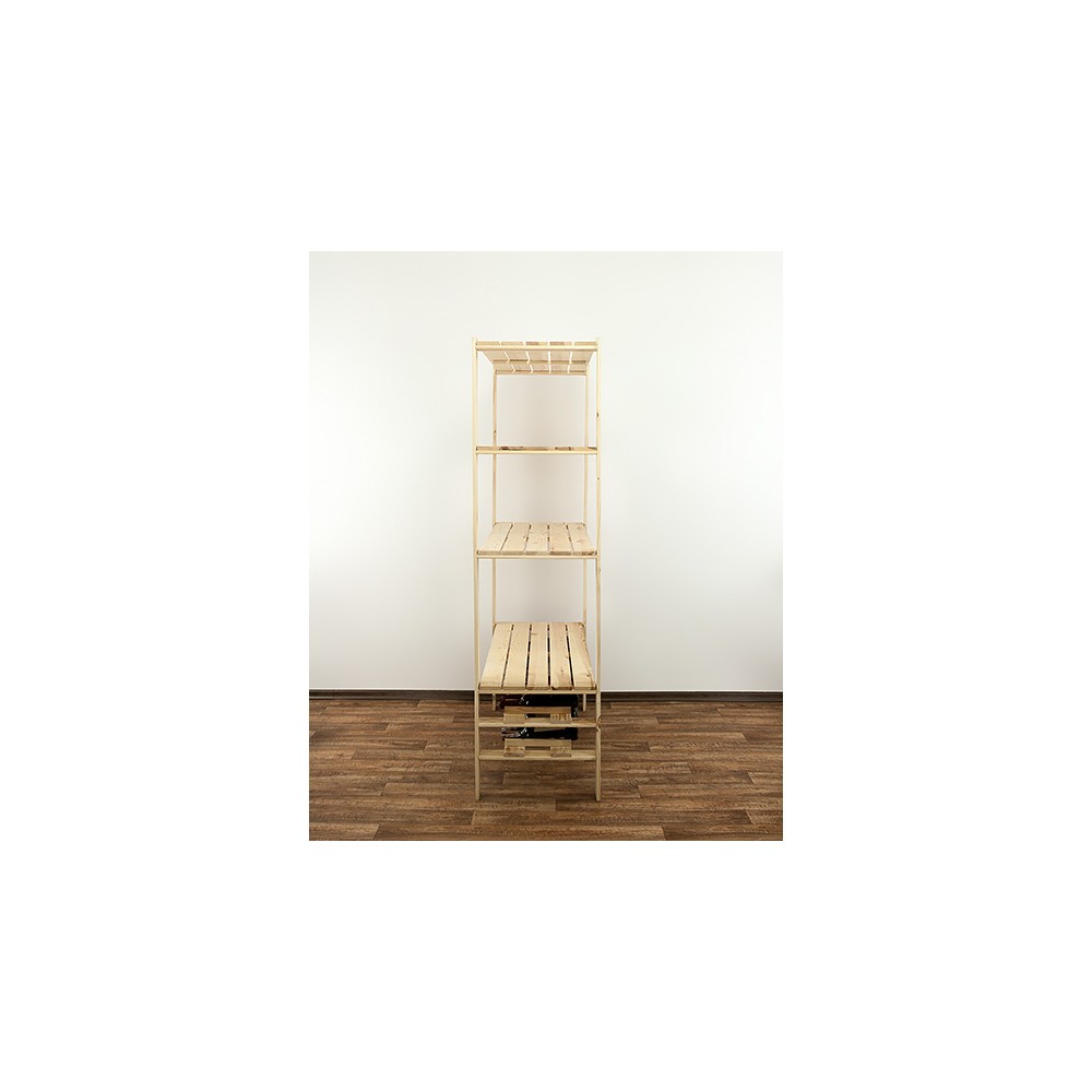 MAXI Surowy Regał Drewniany 166,4x120x50 cm 4 Półki pełne 2 Półki na butelki