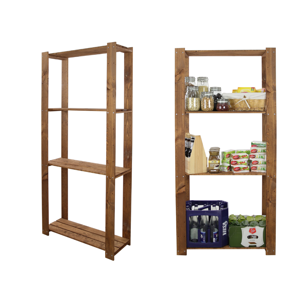 MAXI Brązowy Regał Drewniany 166,4x80x30 cm 4 Półki ażurowe