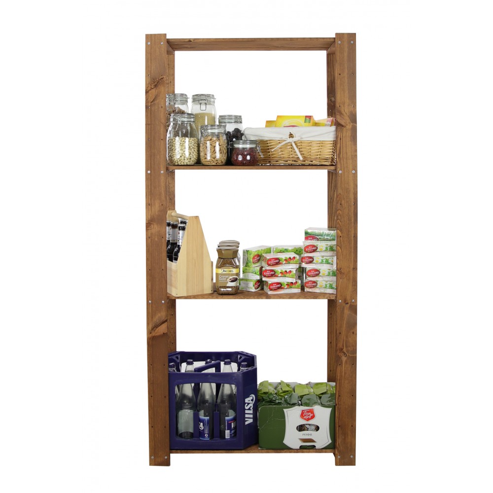 MAXI Brązowy Regał Drewniany 166,4x80x30 cm 4 Półki ażurowe