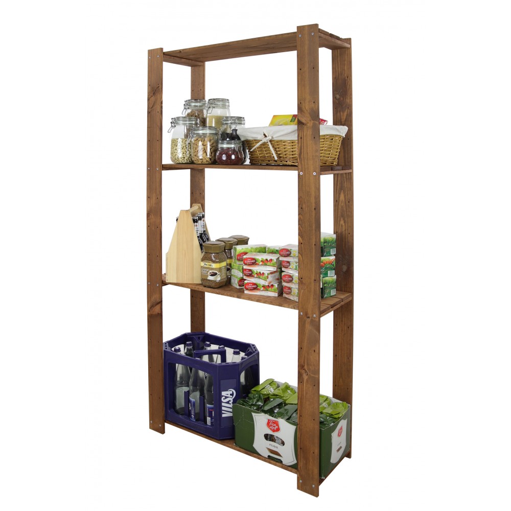 MAXI Brązowy Regał Drewniany 166,4x80x30 cm 4 Półki ażurowe