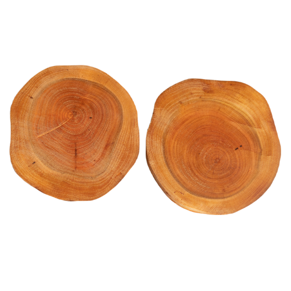 Zestaw 2 szt Okorowanych Podkładek na Stół /śr. 9-12 cm/ Drewno Czeremchy