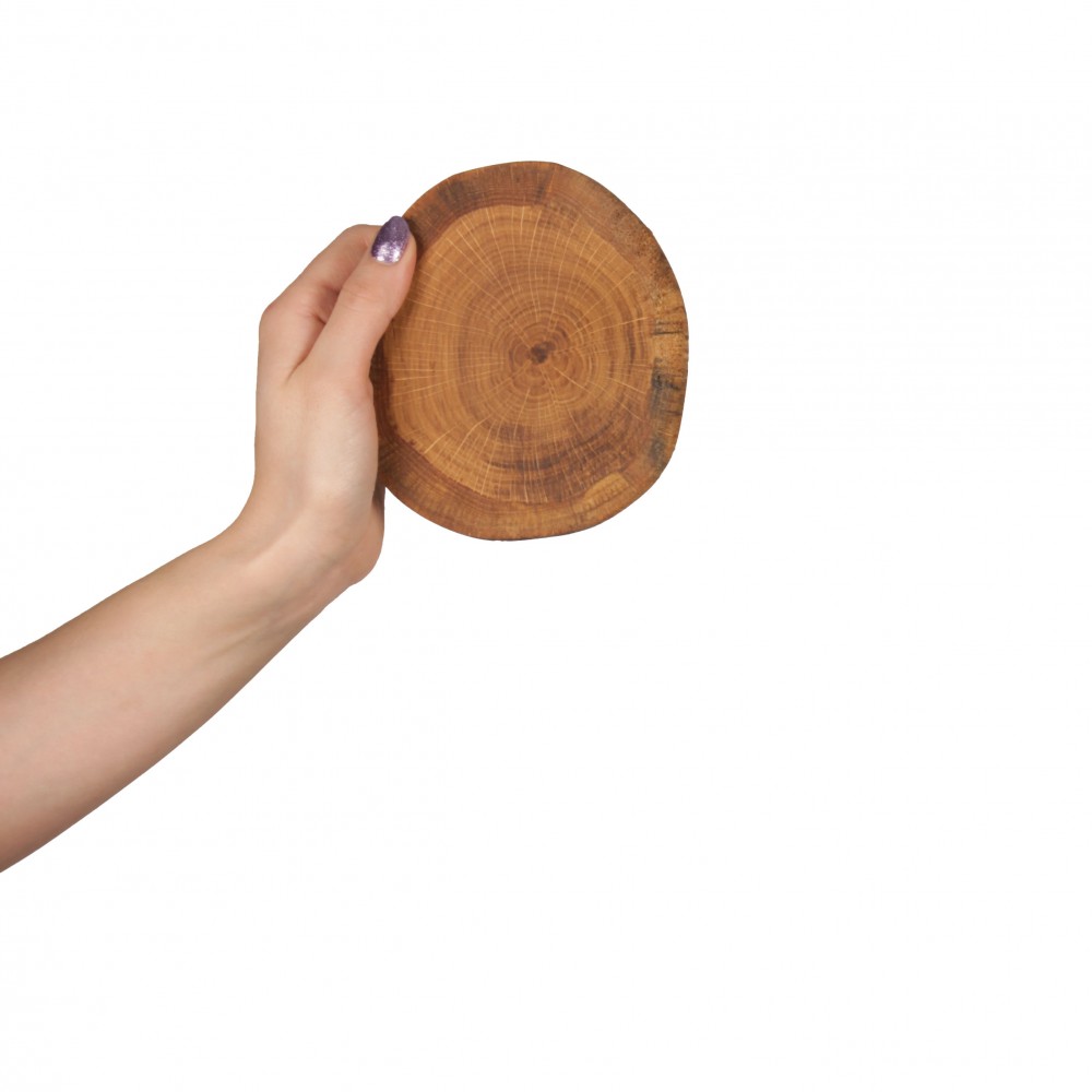 Zestaw 6 szt Okorowanych Podkładek na Stół /śr. 9-12 cm/ Drewno Dębu