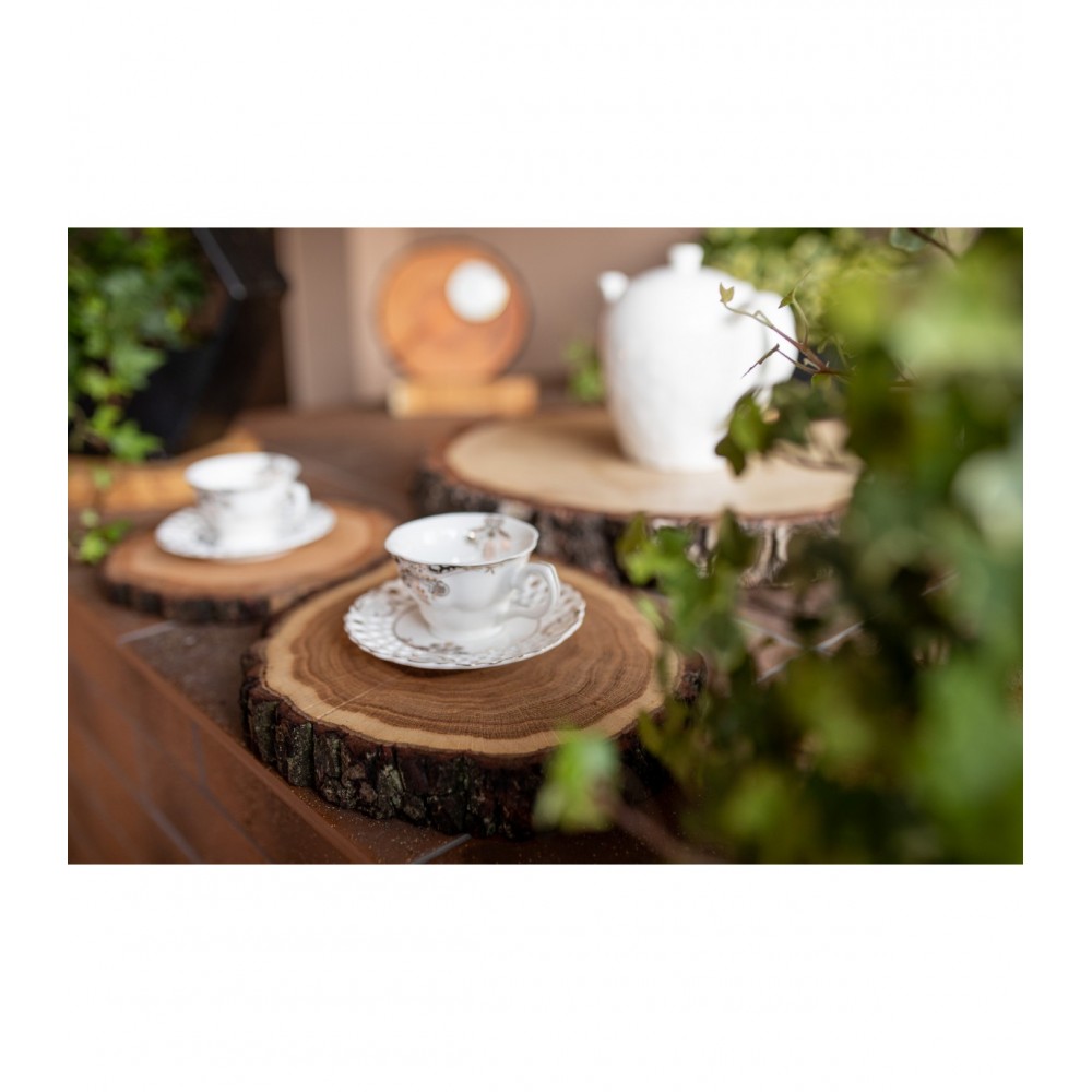 Zestaw 6 szt Okorowanych Podkładek na Stół /śr. 9-12 cm/ Drewno Dębu