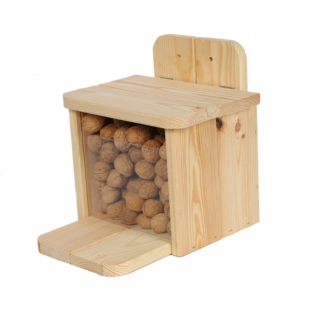 Drewniany karmnik dla wiewiórek - Naturalny