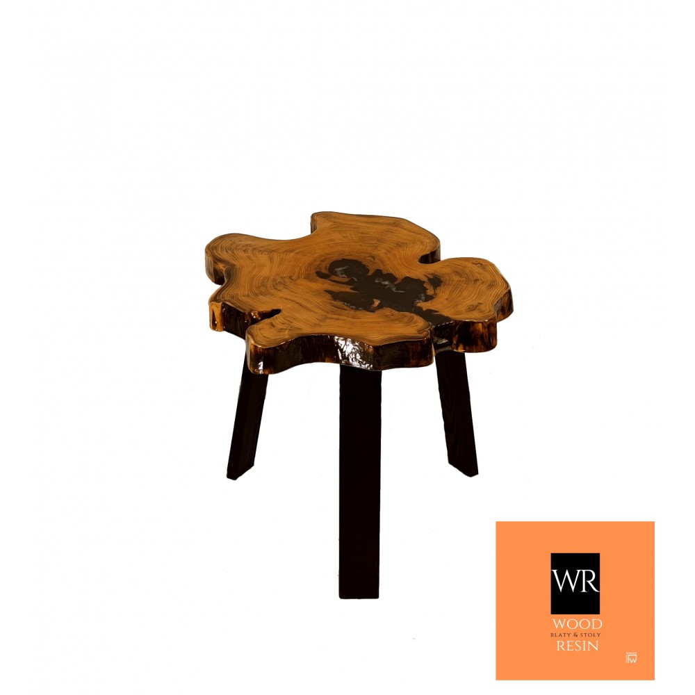 Stół żywiczny Irregular Black Unikat 121057 - nogi 40 cm