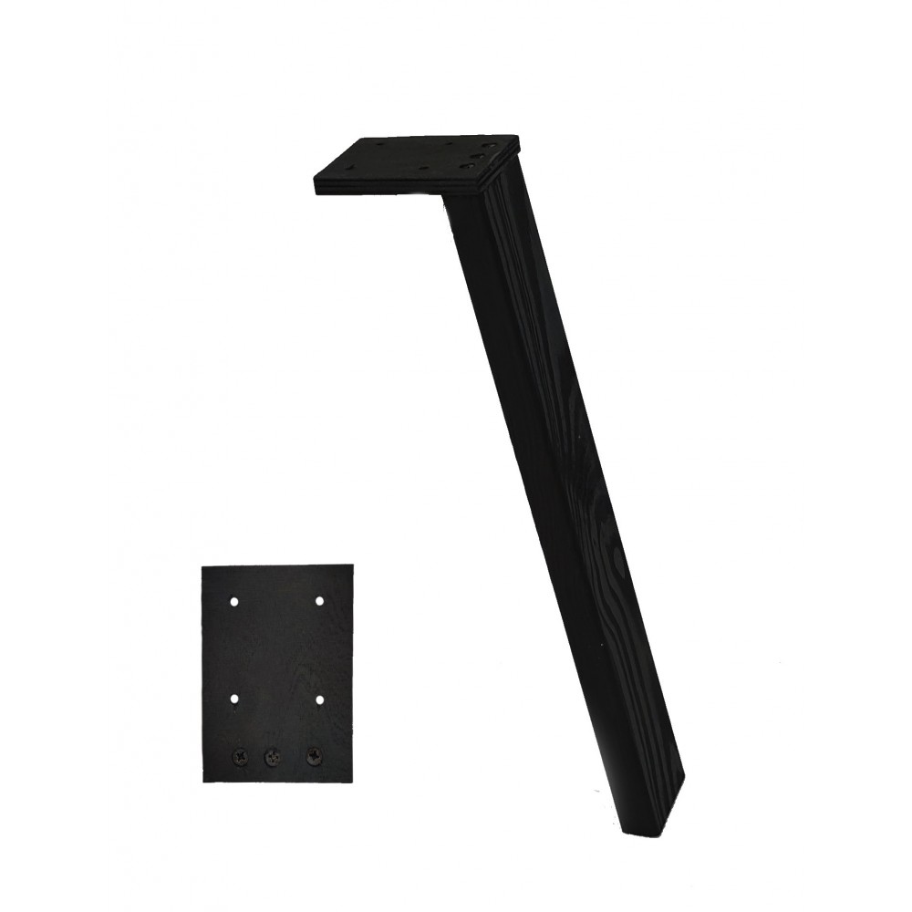 Prostokątna drewniana noga do stołu wys. 20 cm Czarna