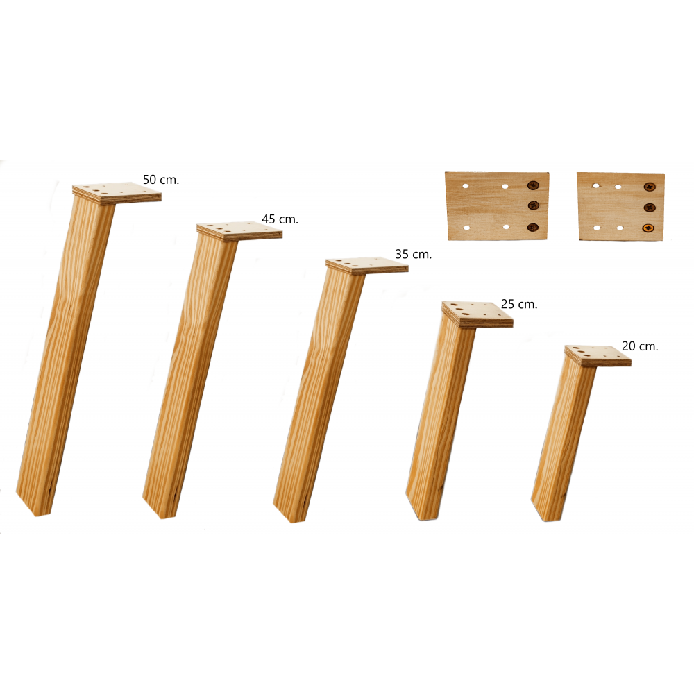 Prostokątna drewniana noga do stołu wys. 20 cm Naturalna