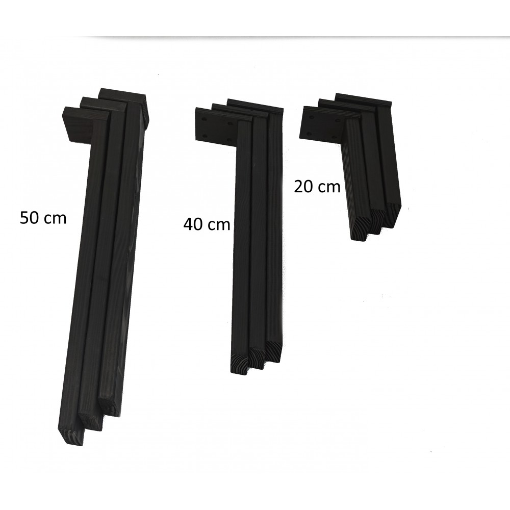 Prostokątna drewniana noga (3szt) do stołu wys. 45 cm Czarna