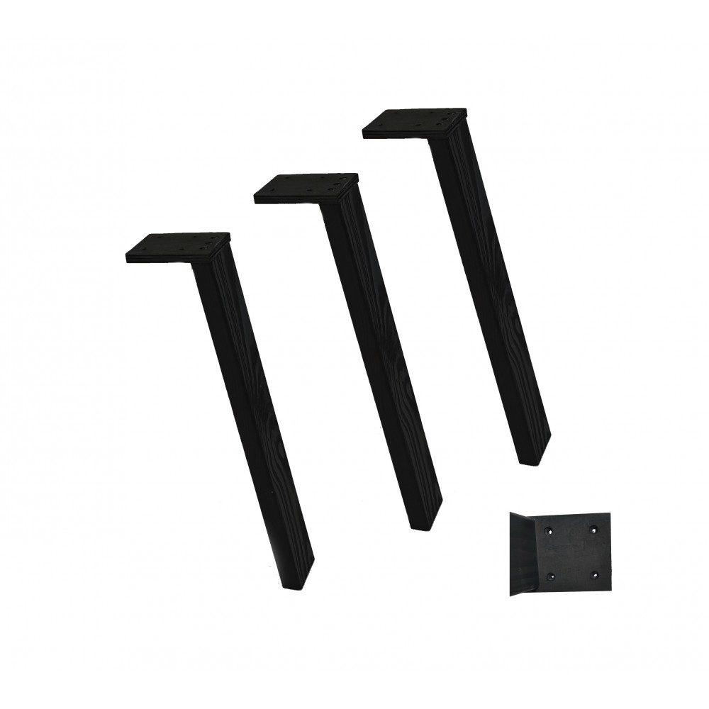 Prostokątna drewniana noga (3szt) do stołu wys. 45 cm Czarna