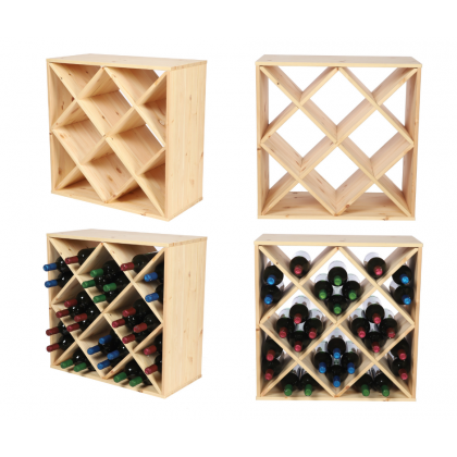 Modułowy Regał na Wino RW61 (Półki X4) – Naturalne Drewno
