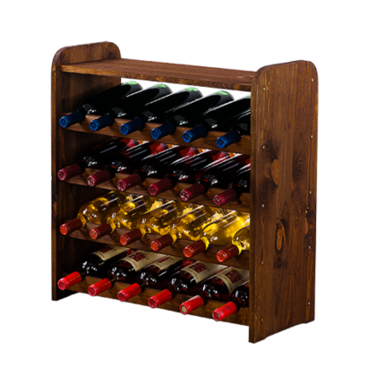 Drewniany regał na wino z półką - RW31 /na 24 butelki/ Brązowy