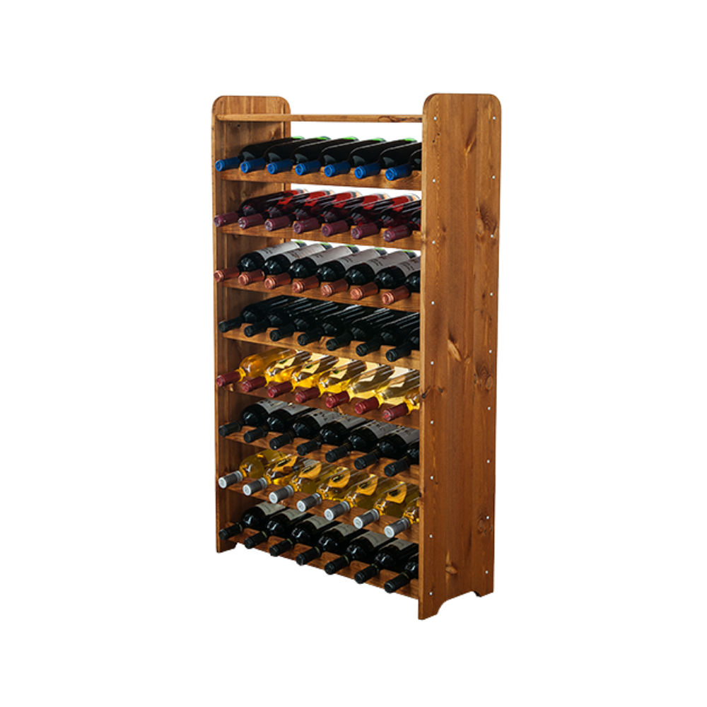 Drewniany regał na wino z półką - RW31 /na 56 butelek/ Olcha