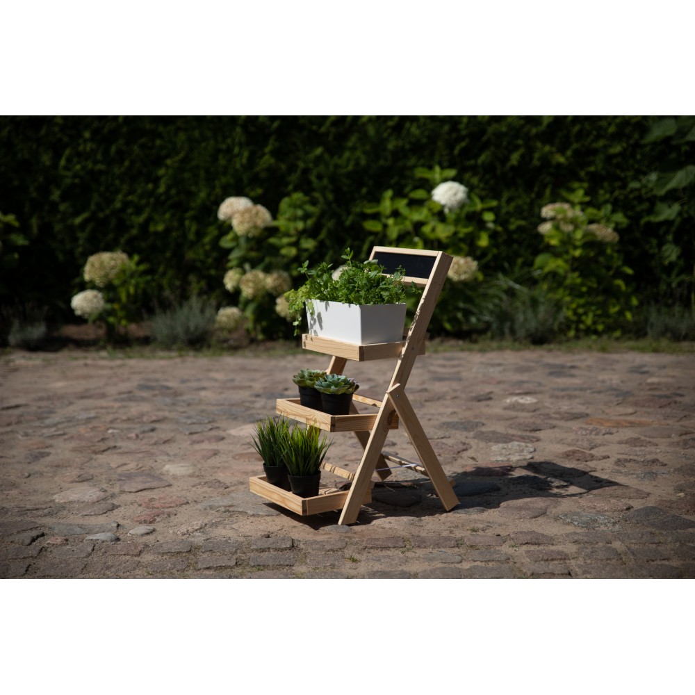 Drewniana etażerka na kwiaty /70x39x48 cm/ Wykończenie Naturalne