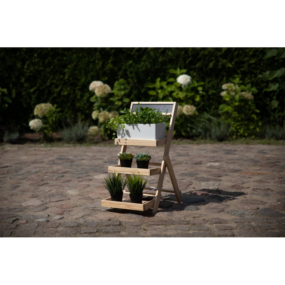Drewniana etażerka na kwiaty /70x39x48 cm/ Wykończenie Naturalne