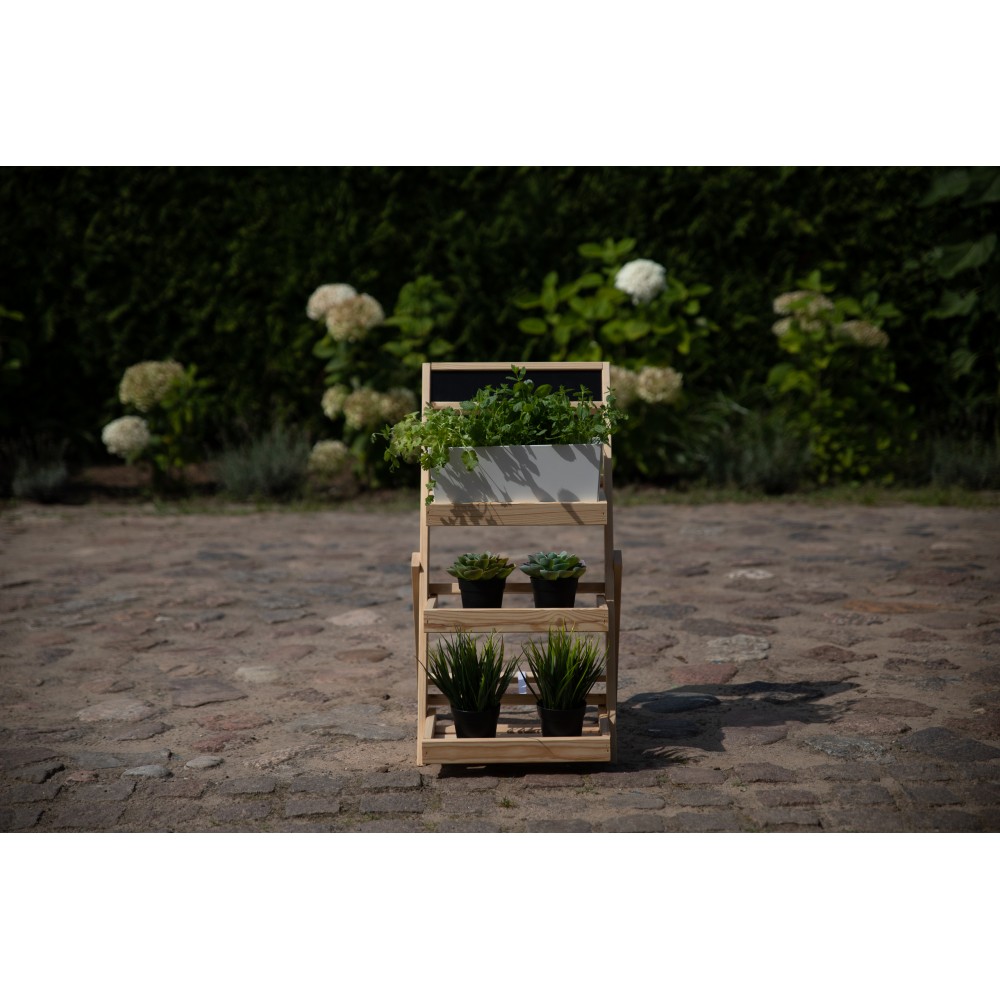 Drewniana etażerka na kwiaty /70x39x48 cm/ Wykończenie Naturalne