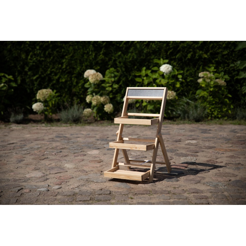 Drewniana etażerka na kwiaty /70x39x48 cm/ Wykończenie Naturalne