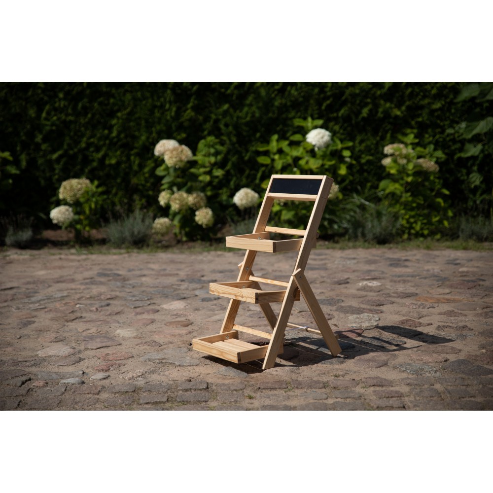 Drewniana etażerka na kwiaty /70x39x48 cm/ Wykończenie Naturalne