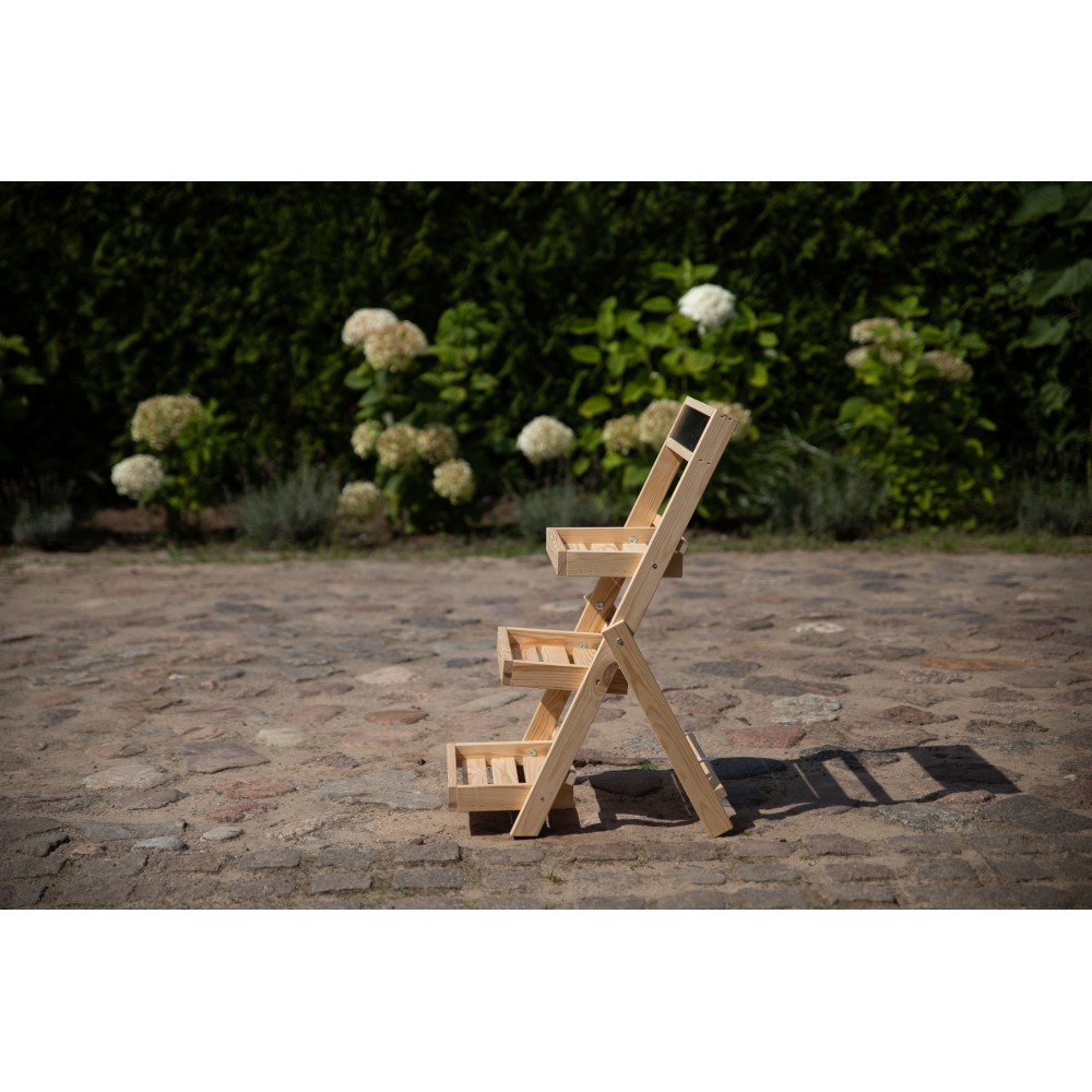 Drewniana etażerka na kwiaty /70x39x48 cm/ Wykończenie Naturalne