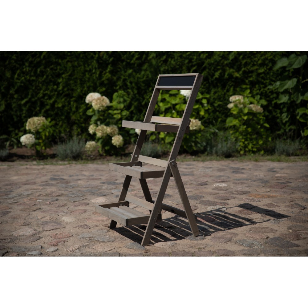 Drewniana etażerka na kwiaty /100x52x52 cm/ Wykończenie Szare