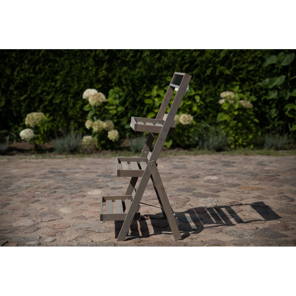 Drewniana etażerka na kwiaty /100x52x52 cm/ Wykończenie Szare