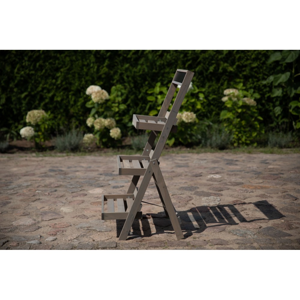 Drewniana etażerka na kwiaty /100x52x52 cm/ Wykończenie Szare