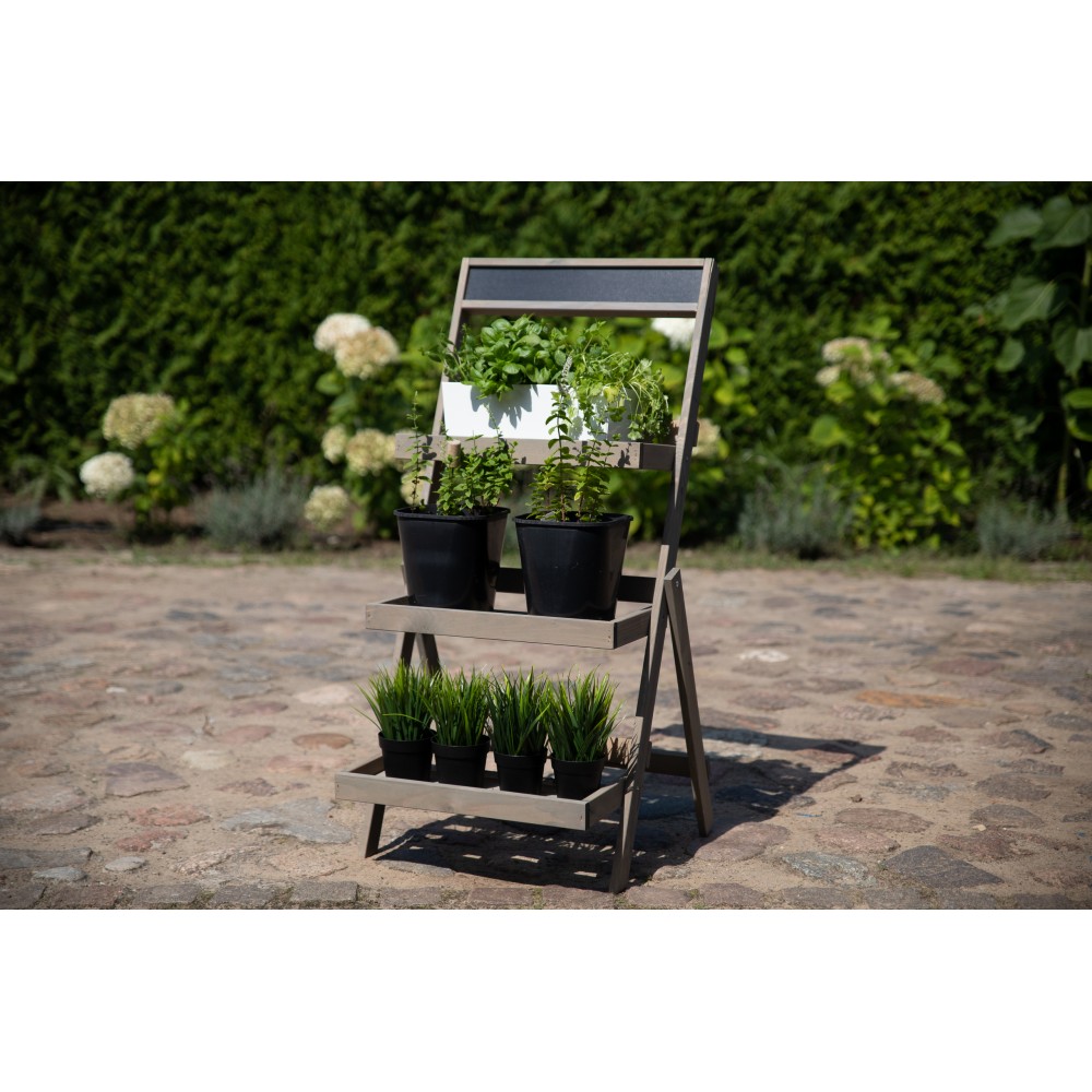 Drewniana etażerka na kwiaty /100x52x52 cm/ Wykończenie Szare