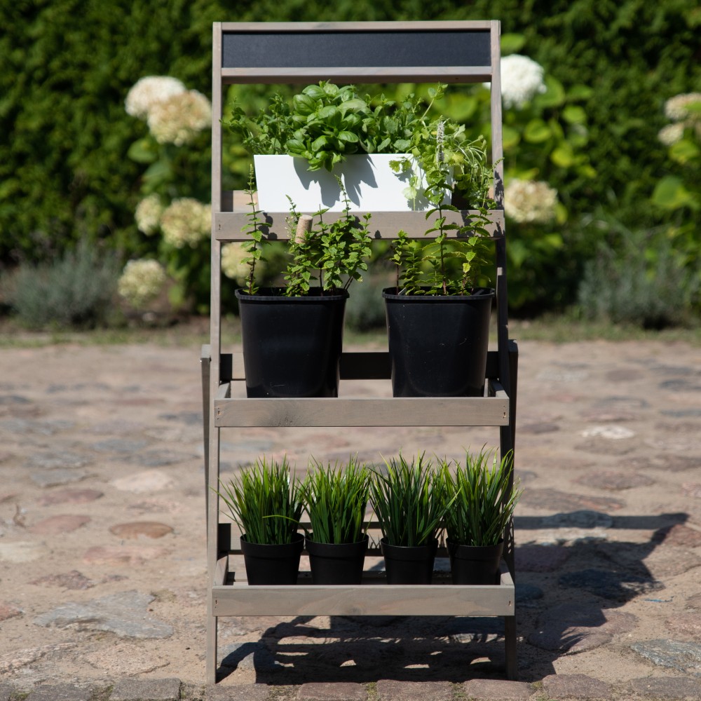 Drewniana etażerka na kwiaty /100x52x52 cm/ Wykończenie Szare