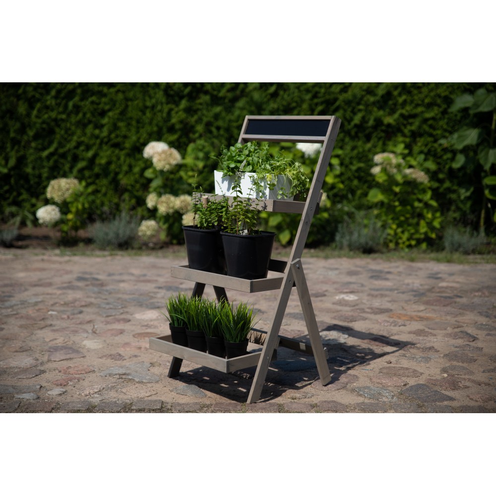 Drewniana etażerka na kwiaty /100x52x52 cm/ Wykończenie Szare