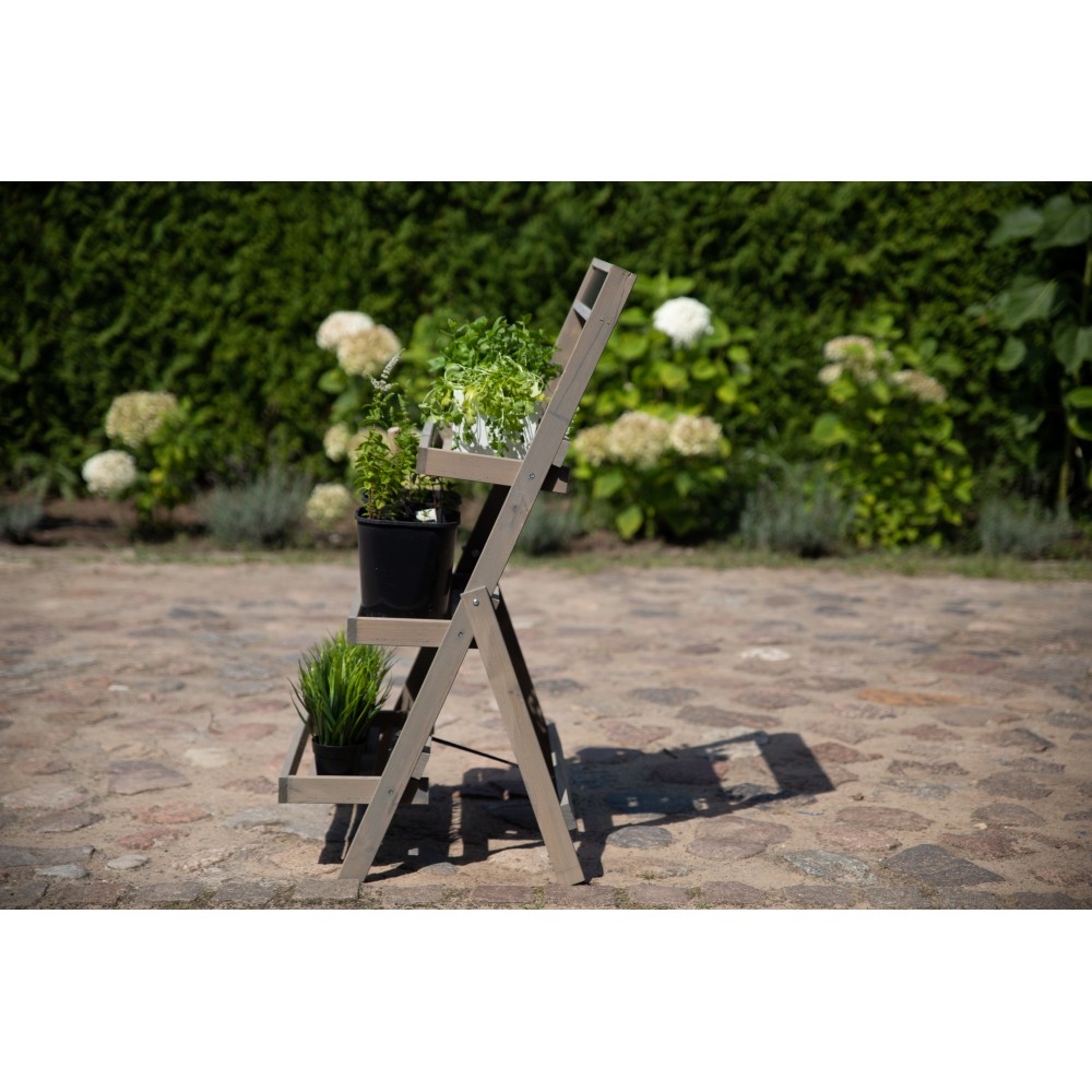 Drewniana etażerka na kwiaty /100x52x52 cm/ Wykończenie Szare